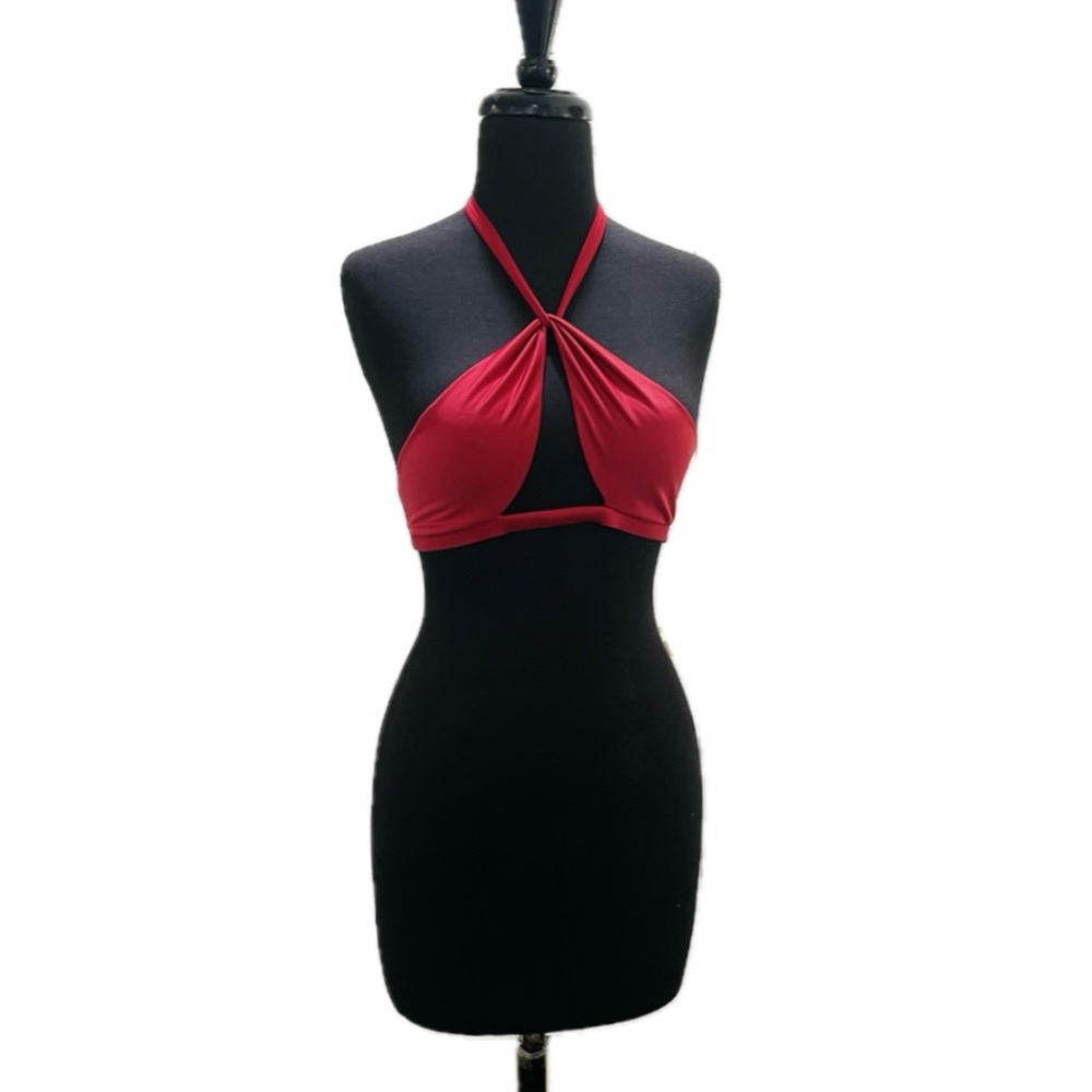 Elegant Red Halter Bikini Top